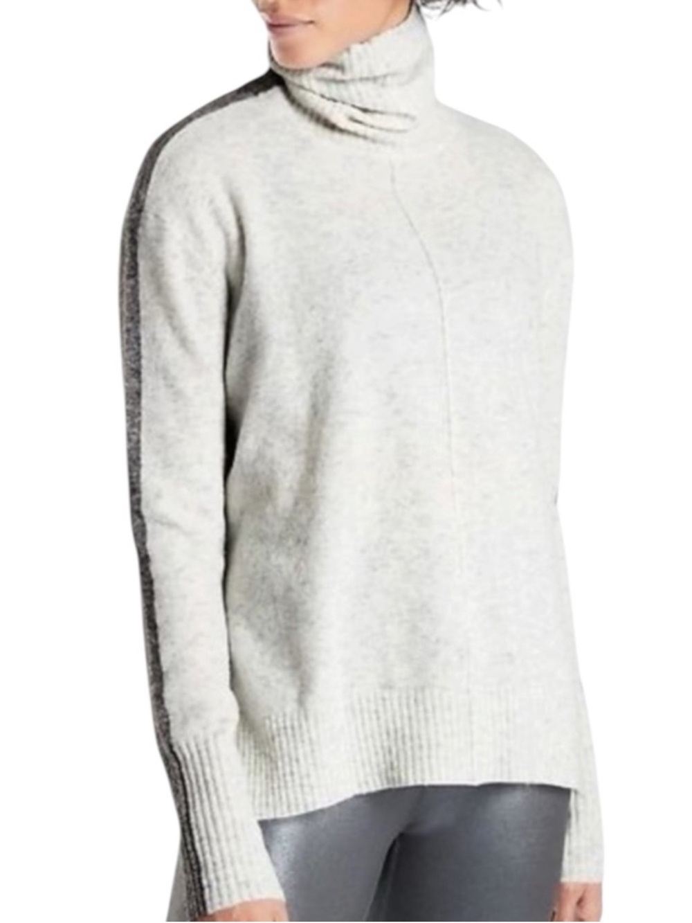Athleta Transit Merino Wool Colorblock Turtleneck Sweater